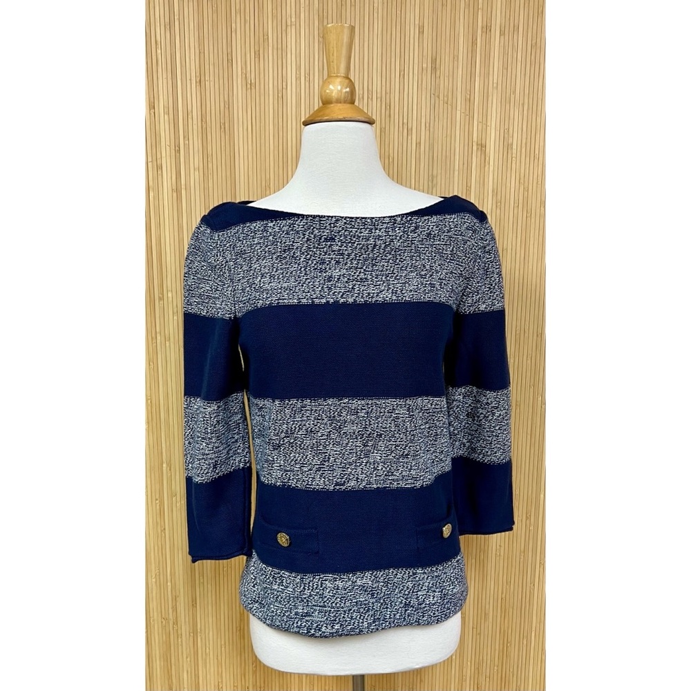 Tory Burch Blue and White Sweater